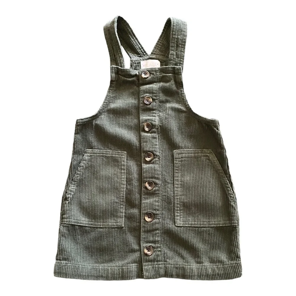 GIRLS SIZE 5 OUTFIT-CHILDRENS PLACE CORDUROY JUMPER WITH WHITE TOP